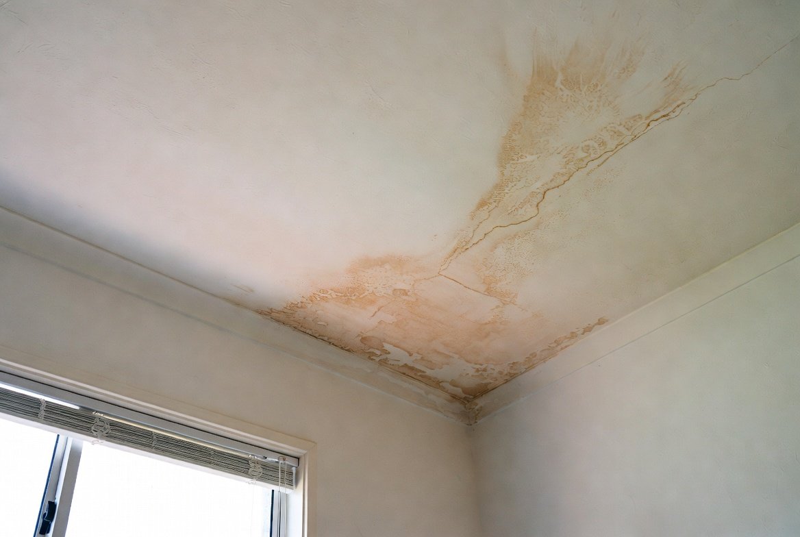 home interior showing roof leak