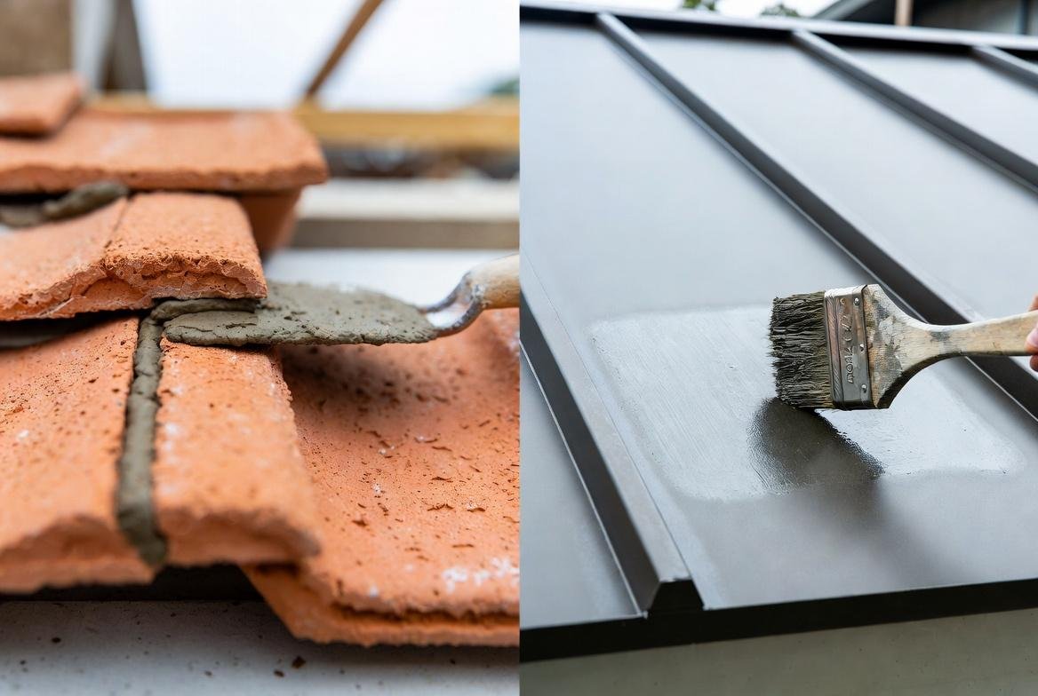 tile repointing and primed Colorbond metal